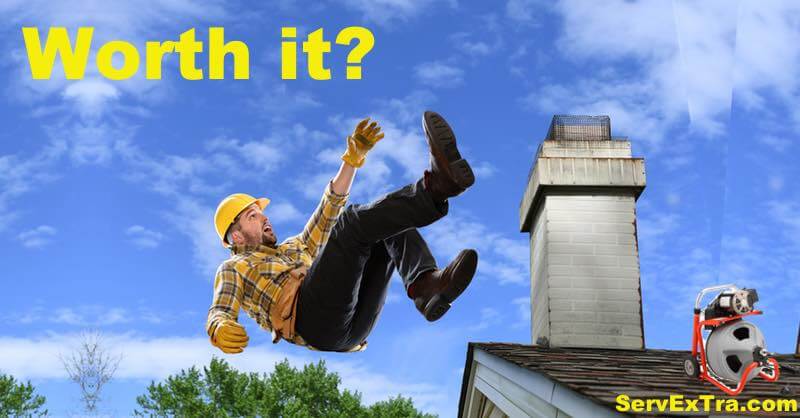 Plumber falls off roof trying to clear a sewer
