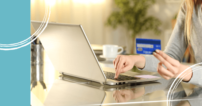 woman adding credit card information online