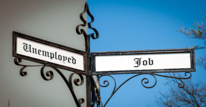 Street Sign the Direction Way to Job versus Unemployed