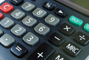 close up on a calculators numbers 